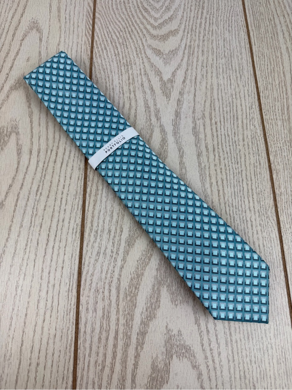 836 Perry Ellis Portfolio Men's Tie Buttaro Geo fl_111 Turquoise $55 Polyester